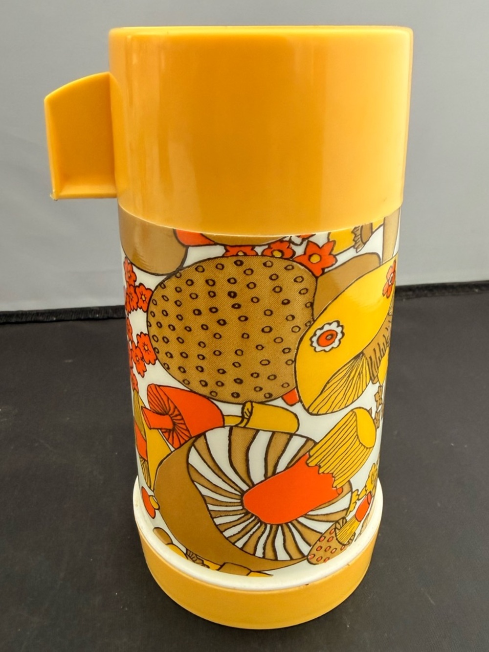 Vintage Aladdin Thermos Retro Boho Magic Mushroom Golden Brown